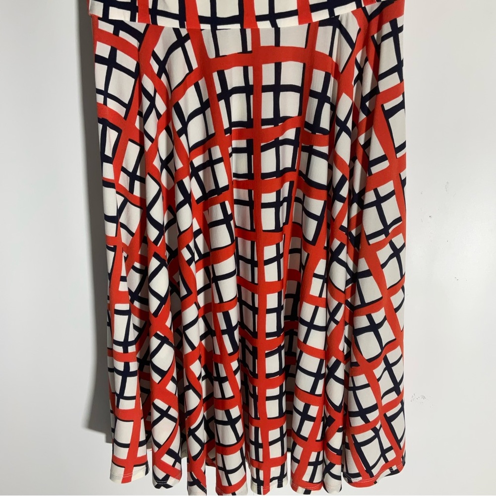 Donna Morgan Summer White Orange Black Stripe Sleeveless Fit & Flare Dress Sz 2. - Picture 4 of 13